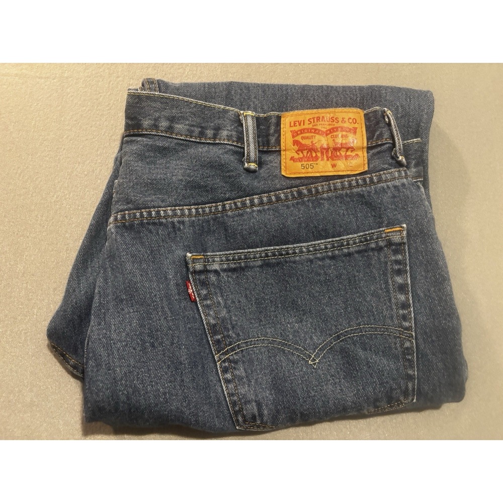 Levi's 505 Men's Jeans 44x32 Regular Fit Straight Leg Big Tall Blue
